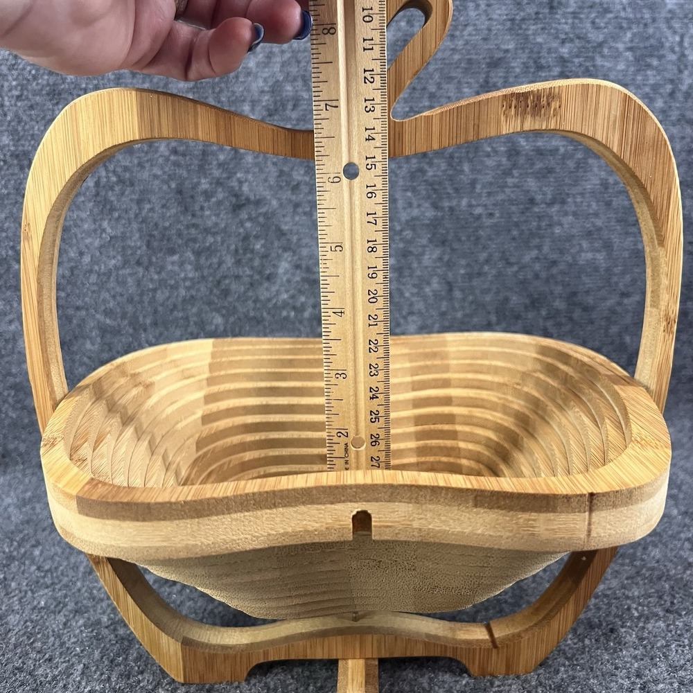 Bonnie & Pop NY Wooden Collapsible Apple Fruit Basket Trivet 11.75" T - Picture 10 of 11